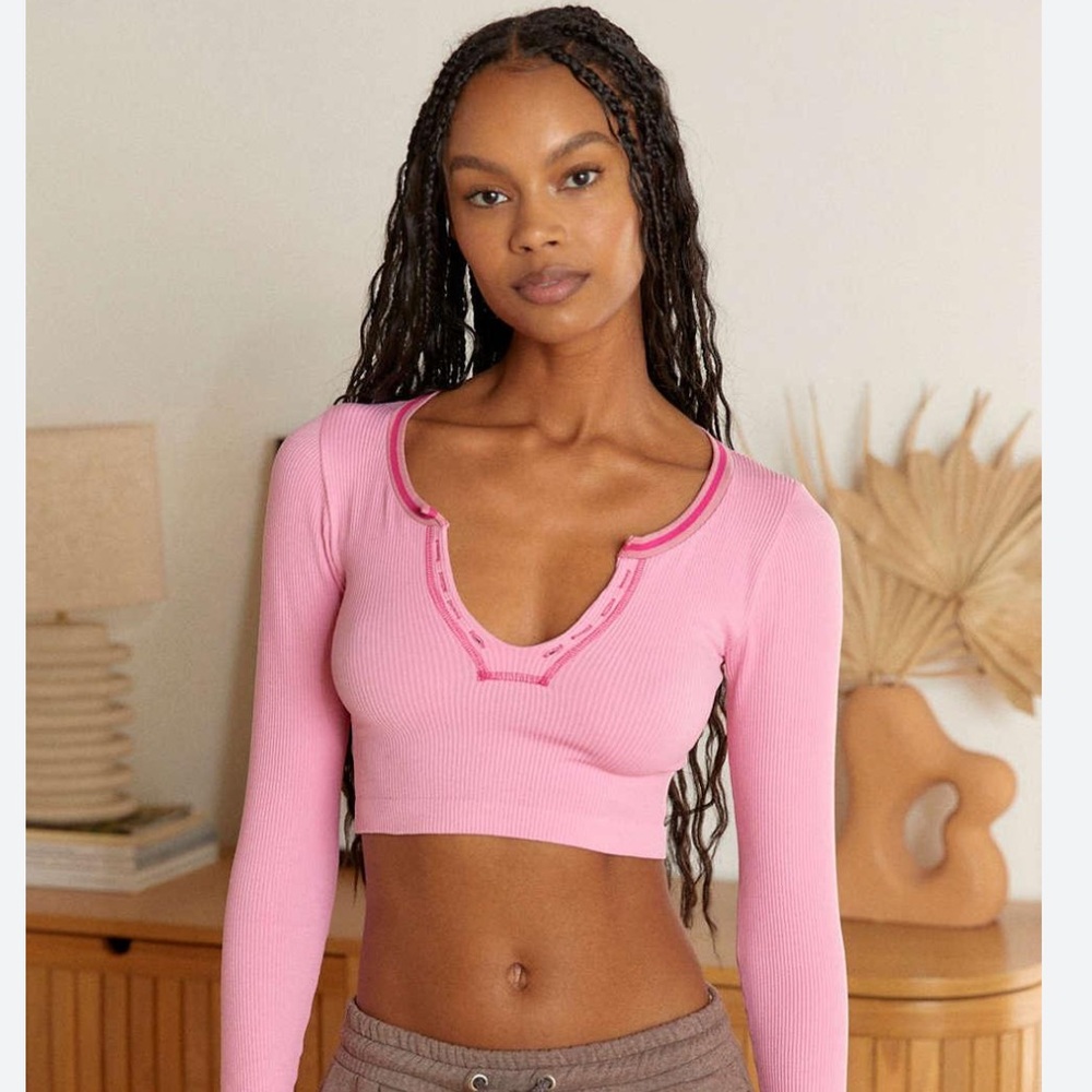 Free People go for gold long sleeve pink top